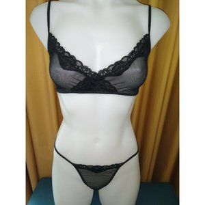 Bra and Panty Small Lacy and Pretty 💋 #8175 Ebony
